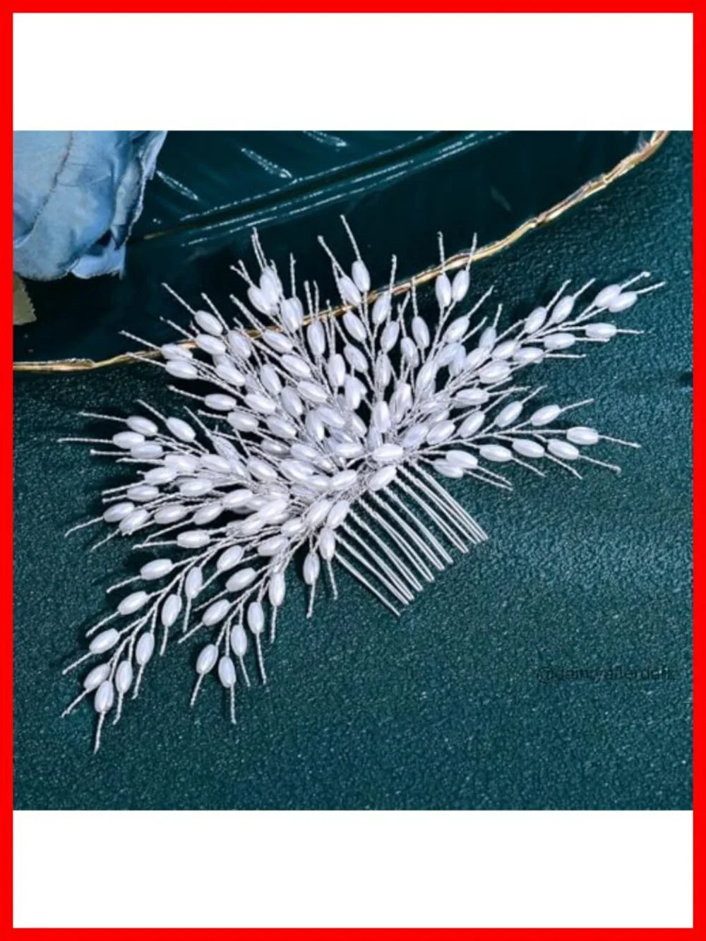 Bridal White Pearl Hair Comb Beaded Headpiece Set with Flexible Silver Wire